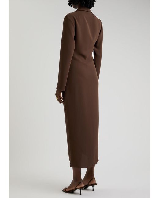 Paris Georgia Brown Simone Draped Midi Shirt Dress