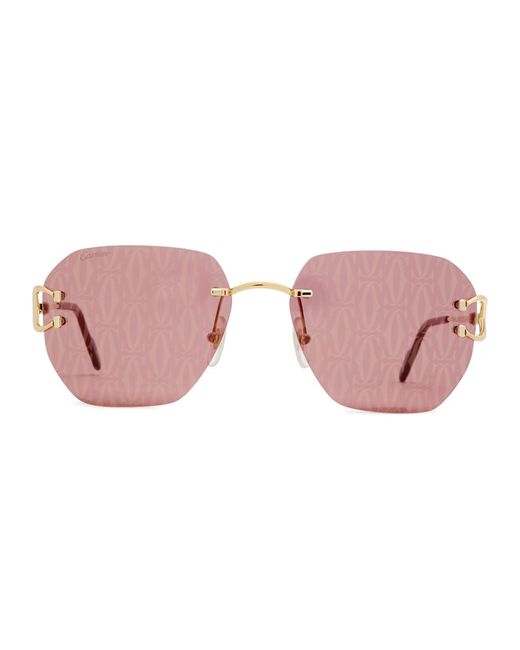 Cartier Pink Signature C De Printed Rimless Sunglasses for men