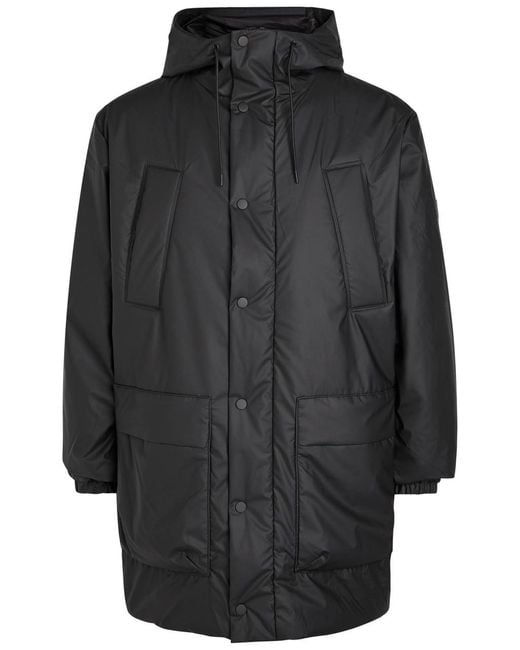 Rains Black Lohja Quilted Rubberised Jacket for men