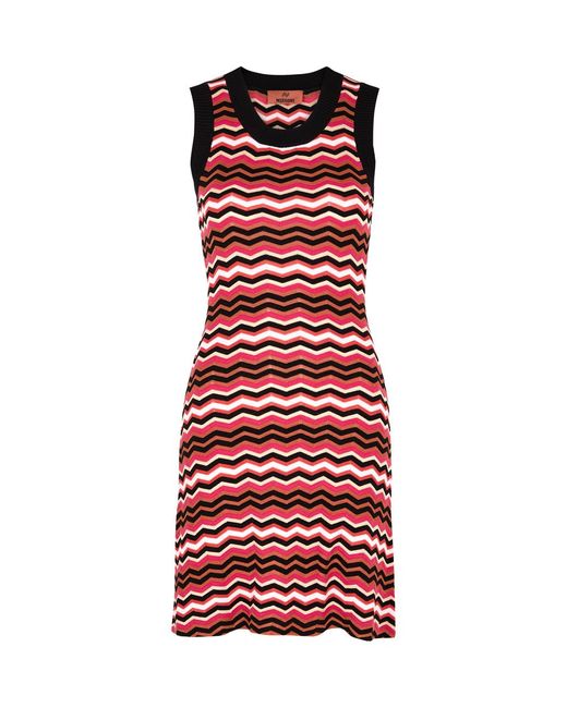 Missoni Red Zigzag-intarsia Fine-knit Dress