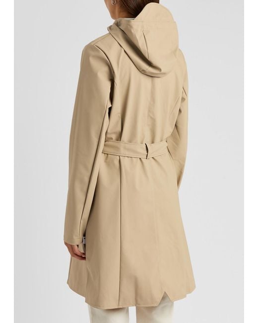 Rains Natural Belted Hooded Rubberised Jacket