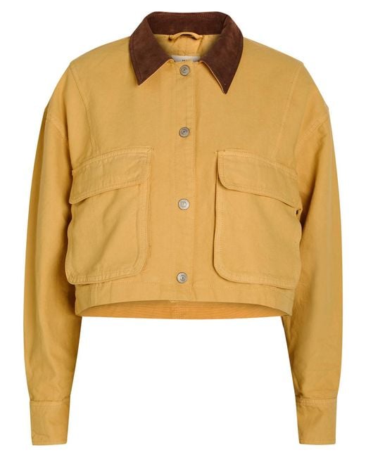Free People Yellow Martha Cropped Cotton-Twill Jacket