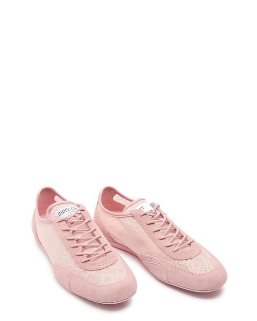 Jimmy Choo Pink Sunny Panelled Lace Sneakers