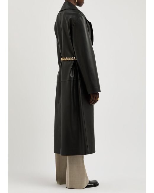 Loewe Black Belted Leather Coat Uk12