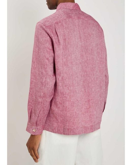 Brunello Cucinelli Pink Linen Shirt for men