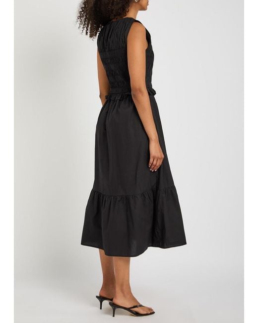 Rails Black Rialto Smocked Cotton Midi Dress