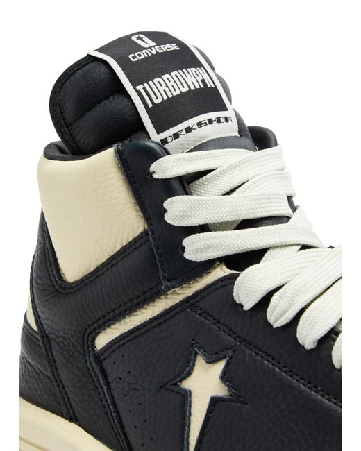 Rick Owens Black X Converse Turbowpn Panelled Leather Sneakers for men