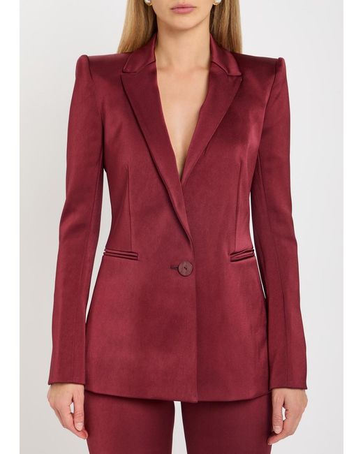 Galvan Red Sculpted Satin Blazer