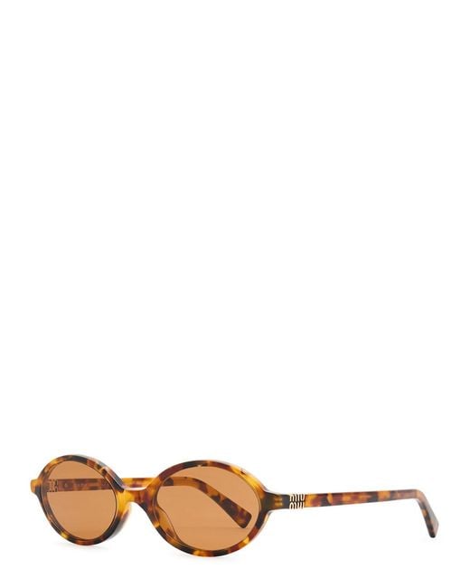 Miu Miu Brown Oval-Frame Sunglasses