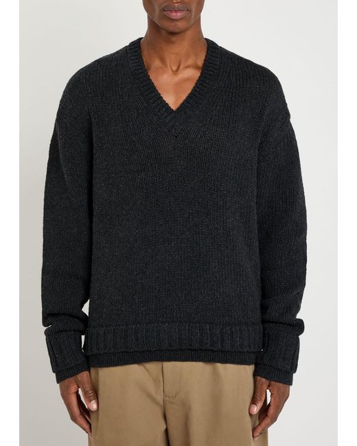 Our Legacy Black False Layered-Effect Merino Wool Jumper for men