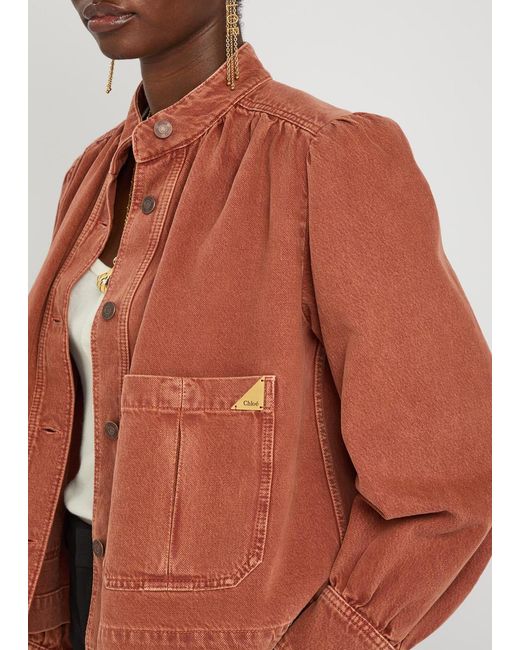 Chloé Orange Gathered Denim Jacket