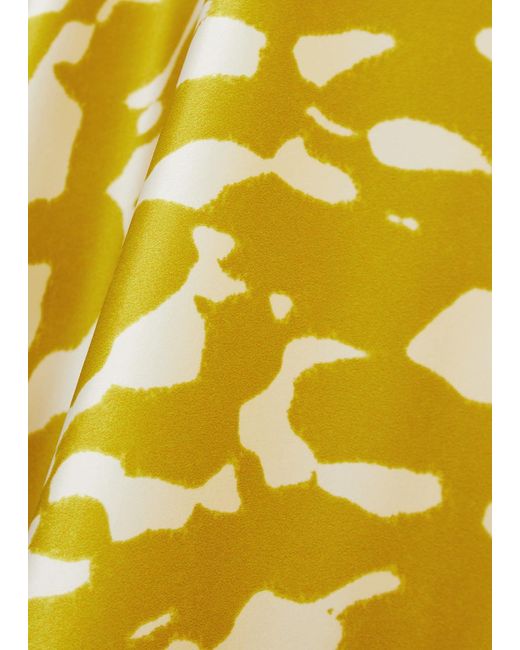 Roksanda Yellow Ameera Printed Silk-satin Midi Skirt