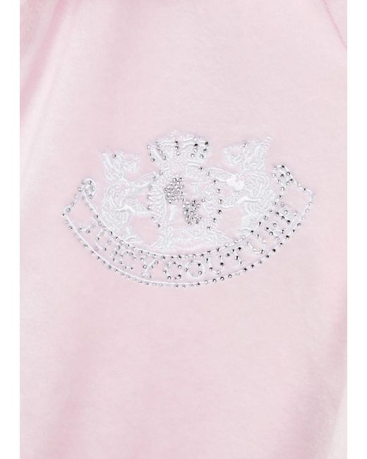 Juicy Couture Pink Heritage Logo Hooded Velour Sweatshirt