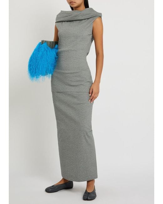 Issey Miyake Gray Allow Sculptured Paper-Blend Maxi Skirt