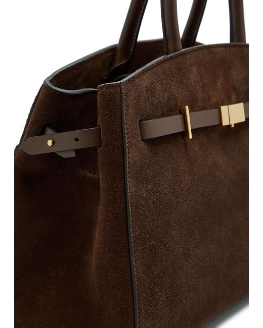 DeMellier London Brown The Hudson Midi Suede Top Handle Bag