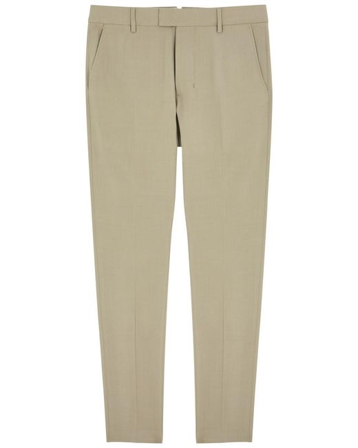 AMI Natural Slim Tapered-Leg Twill Trousers for men