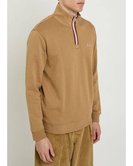 Moncler Natural Moncler Embroidered Logo Polo Neck Sweatshirt for men