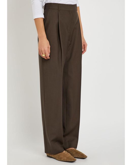 Totême Green Straight-Leg Wool Trousers