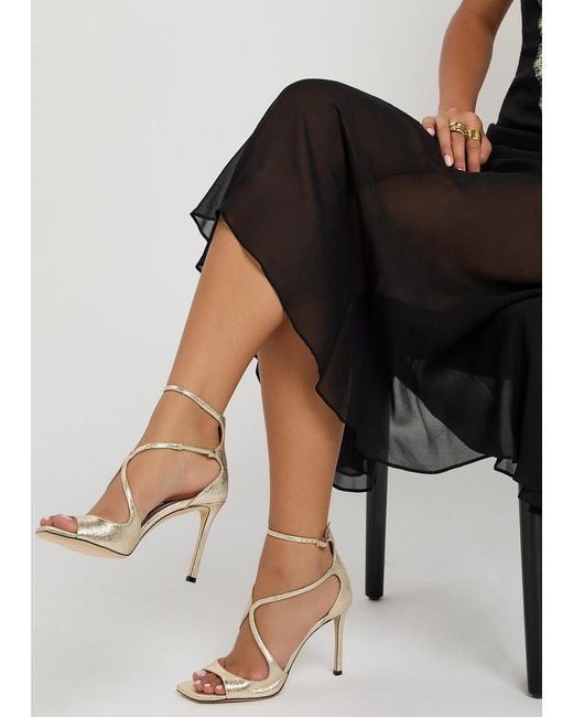 Jimmy Choo Natural Azia 95 Metallic Brilliance Sandals