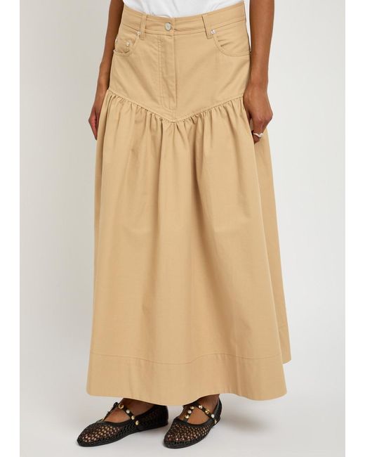 Ganni Natural Suiting Cotton-Blend Maxi Skirt