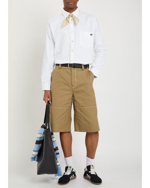 Wales Bonner White Isaac Logo-Embroidered Piqué Cotton Oxford Shirt for men
