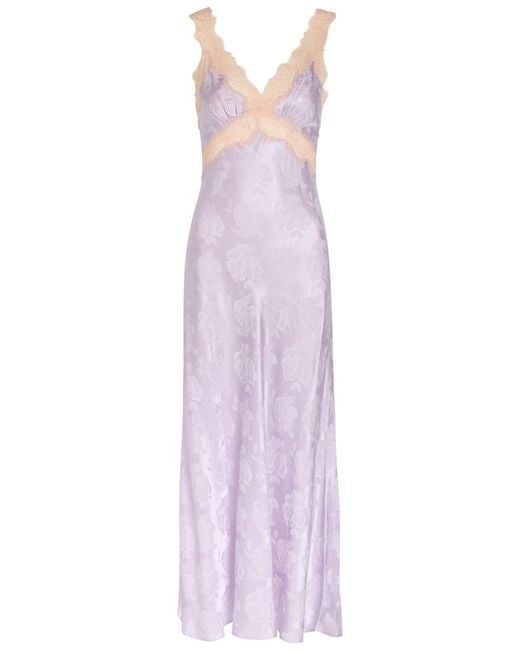 Ronny Kobo Purple Bryn Floral-Jacquard Silk-Blend Midi Dress