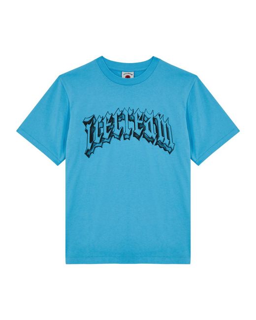 ICECREAM Blue Logo-print Cotton T-shirt for men