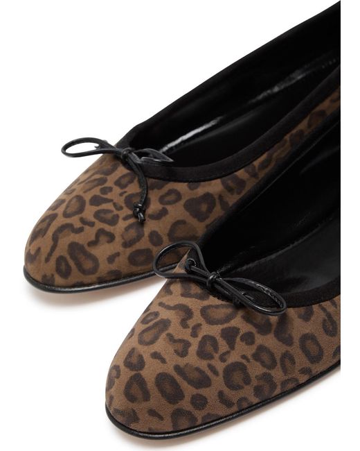 Manolo Blahnik White Veralli-Print Suede Ballet Flat