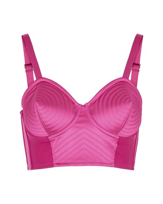 Jean Paul Gaultier Pink Conical Panelled Satin Bra Top