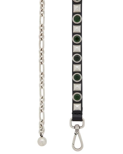 Etro Black Embellished Leather Chain Belt
