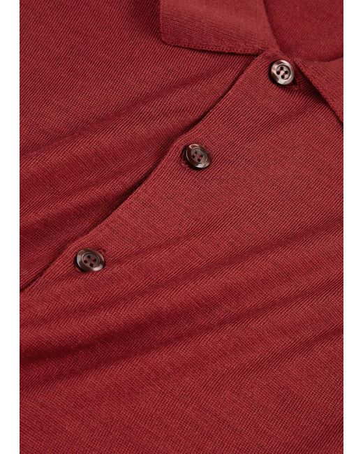 John Smedley Red Belper Wool Polo Shirt for men