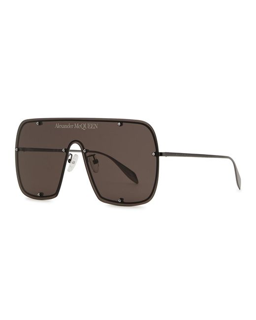 Alexander McQueen Brown Oversized Aviator-Style Sunglasses, Sunglasses