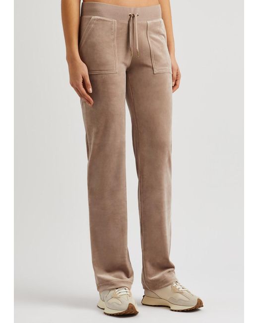 Juicy Couture Natural Del Ray Logo Velour Sweatpants