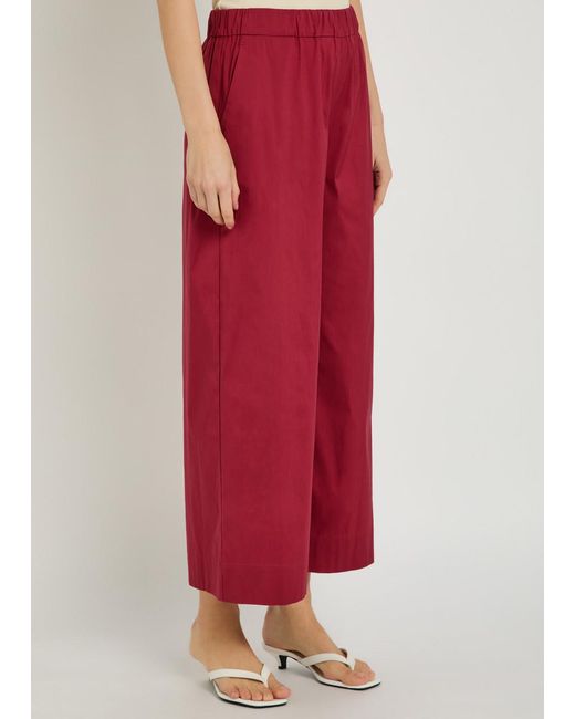 Max Mara Red Pece Wide-Leg Cotton Trousers