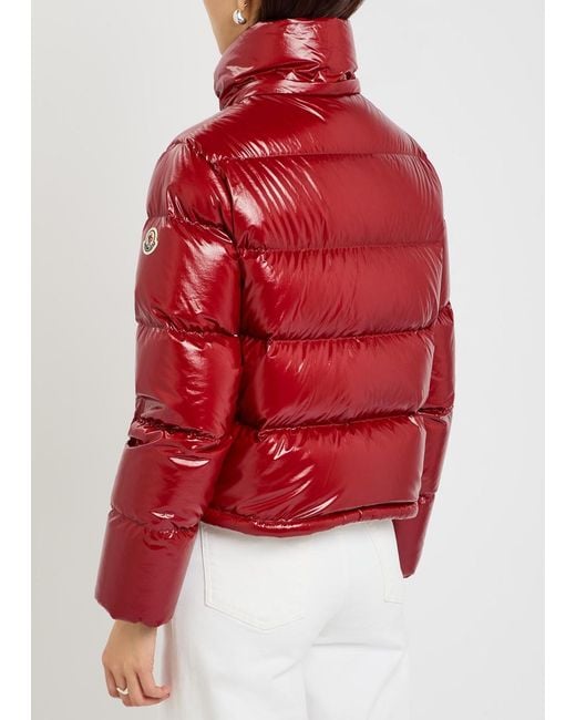Moncler Red Niveole Padded Hooded Nylon Jacket