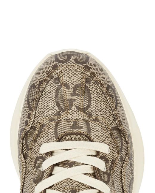 Gucci Natural Gg Rhyton Monogrammed Leather Sneakers for men