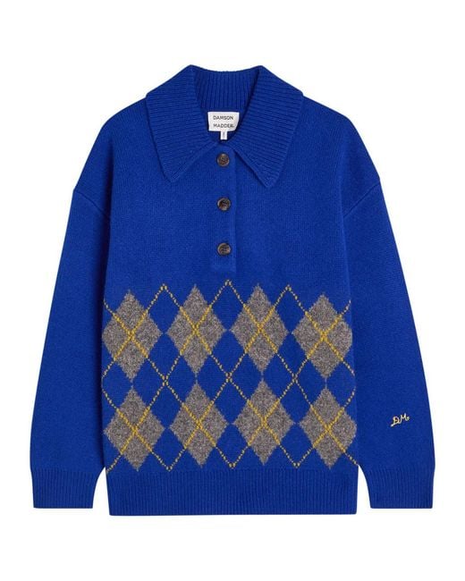 Damson Madder Blue Saskia Argyle Wool Jumper
