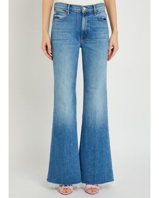 Mother Blue The Doozy Fray Flared-Leg Stretch-Denim Jeans