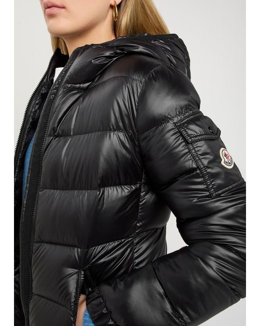 Moncler Black Glesse Padded Hooded Shell Jacket
