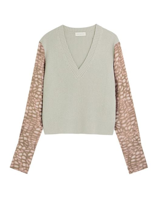 Dries Van Noten Tomina Panelled Ribbed-Knit Jumper in