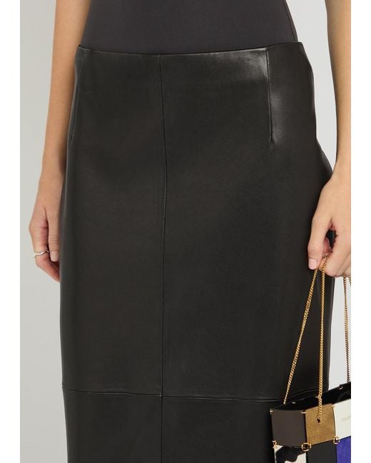 Nour Hammour Black Selly Suede Midi Skirt