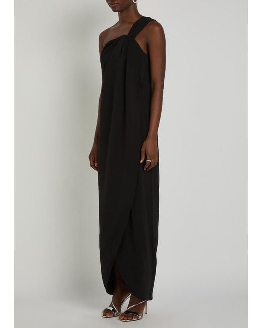 Ronny Kobo Black Xaden One-Shoulder Crepe Maxi Dress