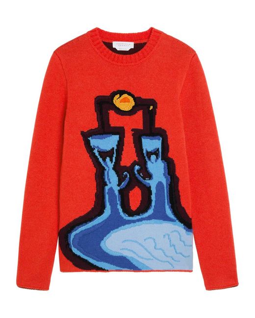 Gabriela Hearst Red Avichai Intarsia Cashmere Jumper