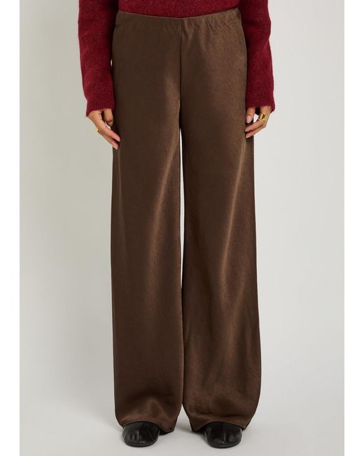 Vince Brown Straight-Leg Satin Trousers
