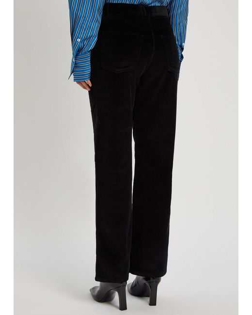 Totême Black Straight-Leg Corduroy Trousers