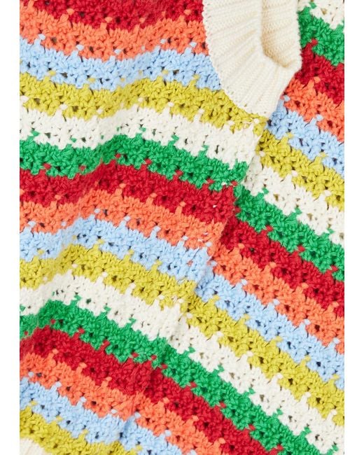 Kitri Gray Winona Striped Crochet-knit Vest