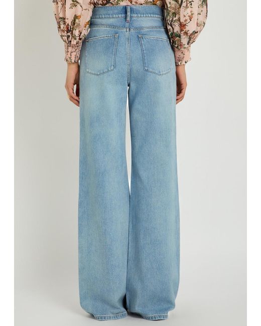 Alice + Olivia Blue Chic Wide-Leg Denim Jeans