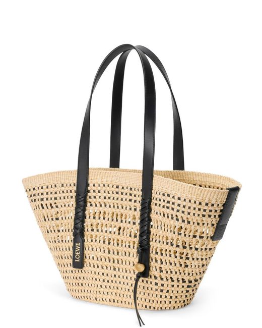 Loewe Metallic X Paula's Ibiza Medium Braided Raffia Bag