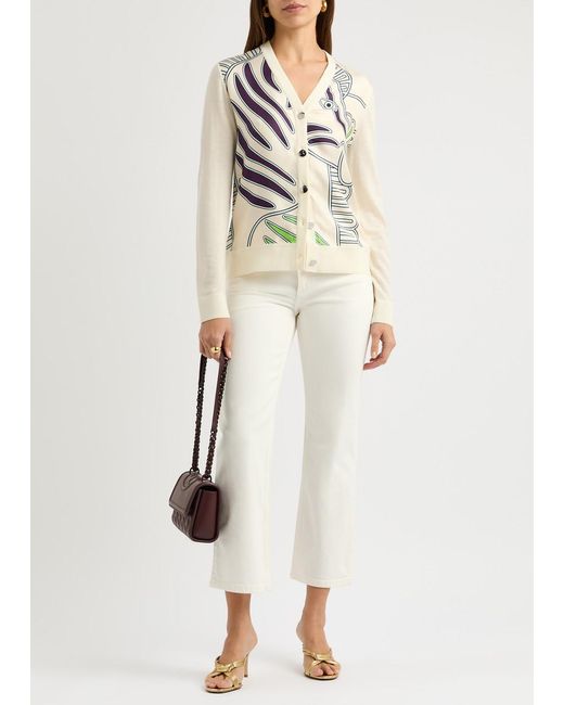 Tory Burch White Cropped Kick-Flare Jeans