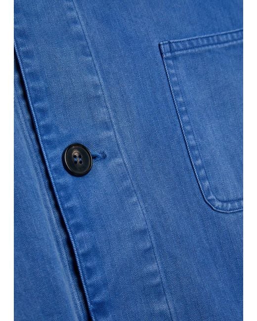 Cole Buxton Blue Patch Pocket Cotton And Wool-Blend Overshirt for men